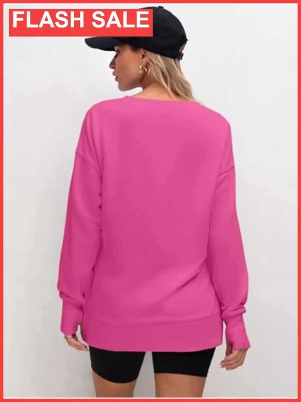 Oversized Lightweight Long Sleeve Crewneck Sweatshirt Side Split Pullover